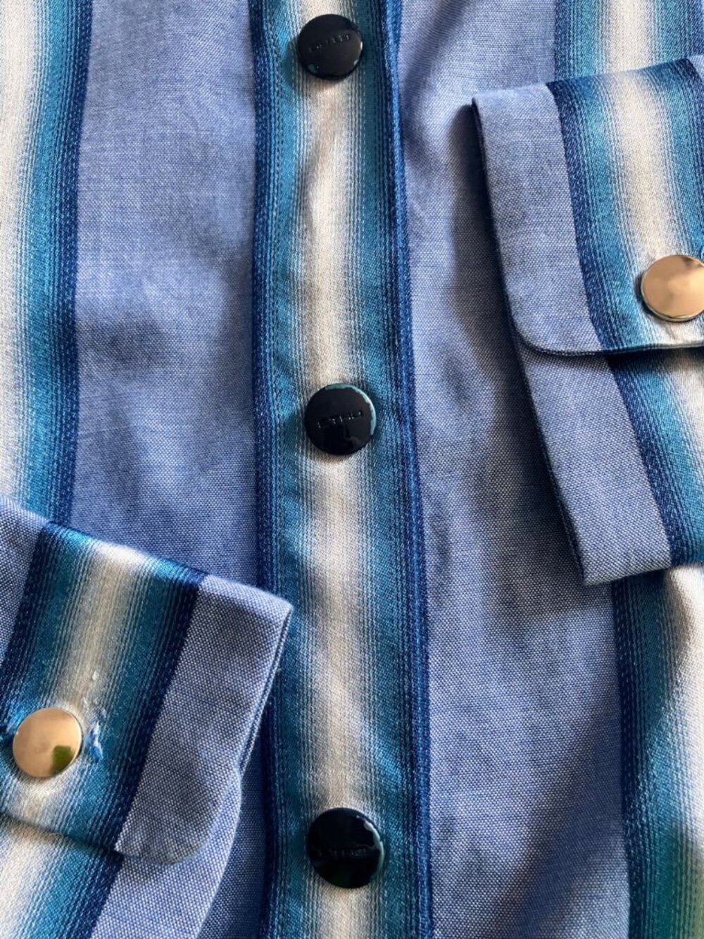 Etro Striped Cotton Shirt Light Blue Size IT 44/ US 8 - Picture 9 of 9